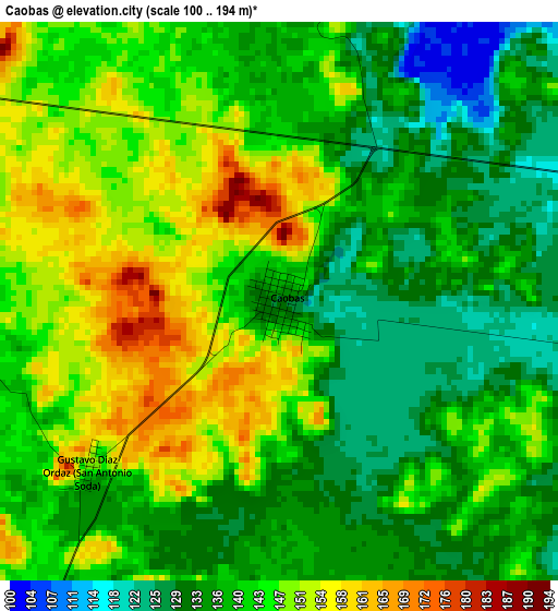 Caobas elevation map