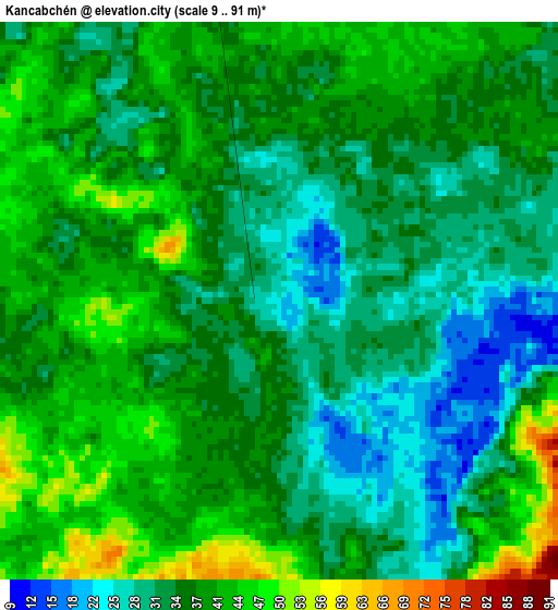 Kancabchén elevation map
