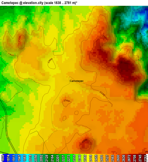 Camotepec elevation map