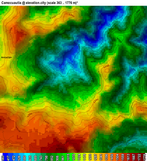 Camocuautla elevation map