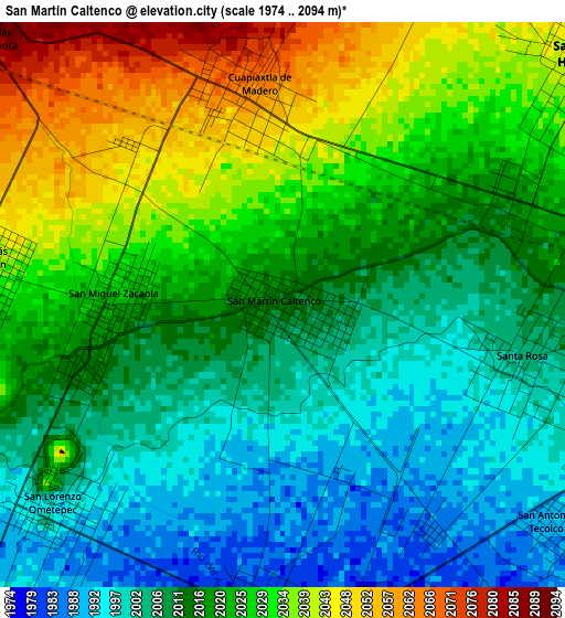 San Martín Caltenco elevation map