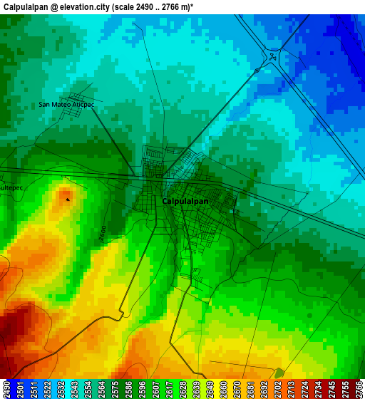 Calpulalpan elevation map