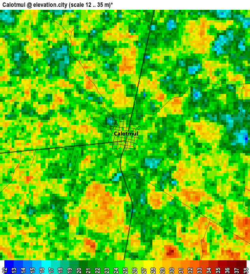 Calotmul elevation map