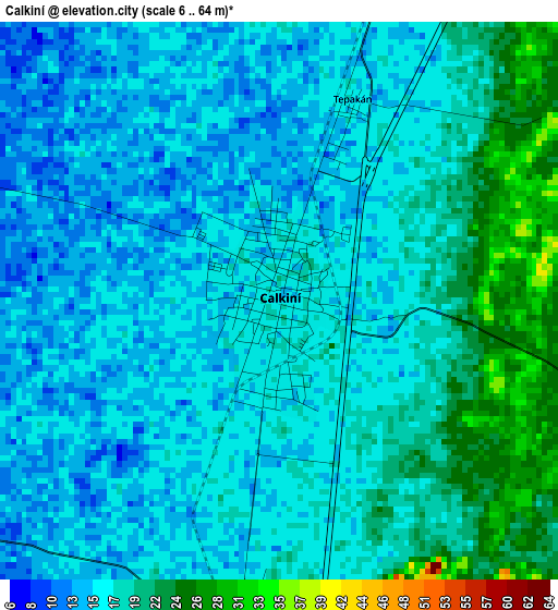 Calkiní elevation map