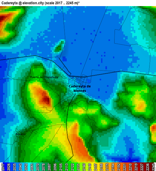 Cadereyta elevation map