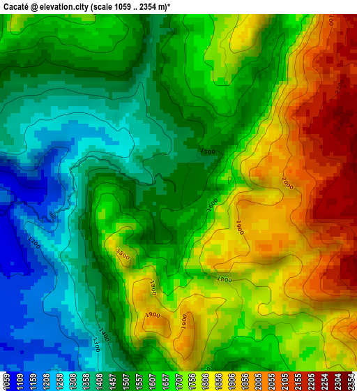 Cacaté elevation map