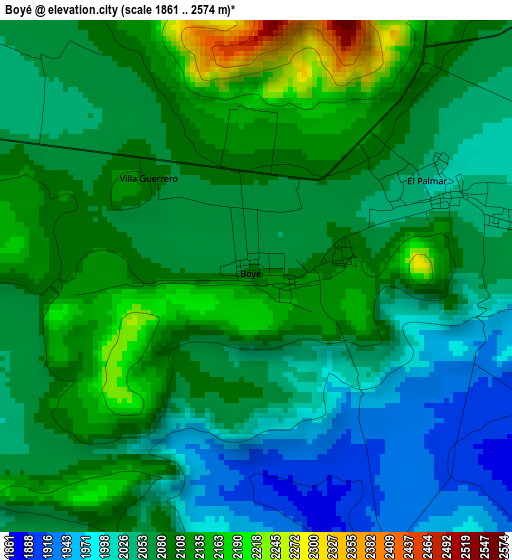 Boyé elevation map
