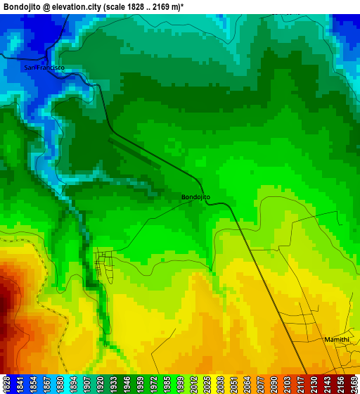 Bondojito elevation map