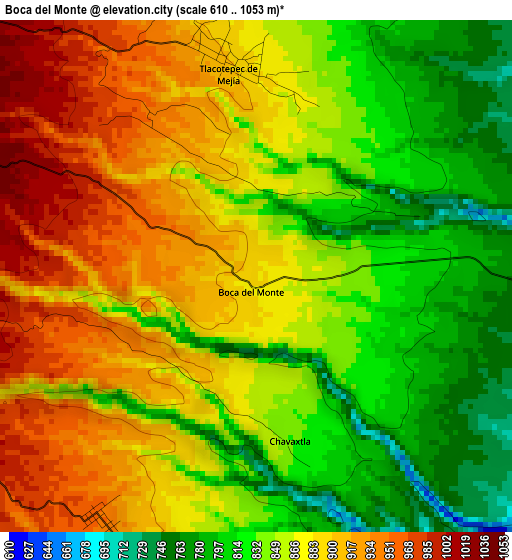 Boca del Monte elevation map