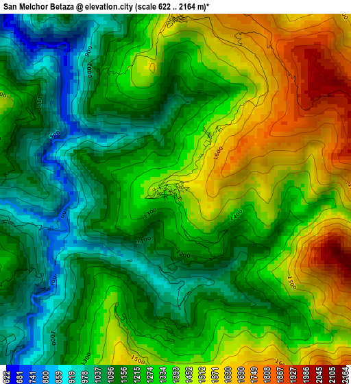 San Melchor Betaza elevation map