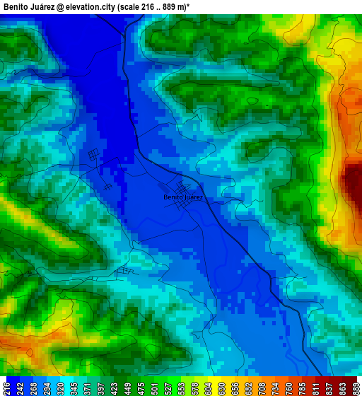 Benito Juárez elevation map