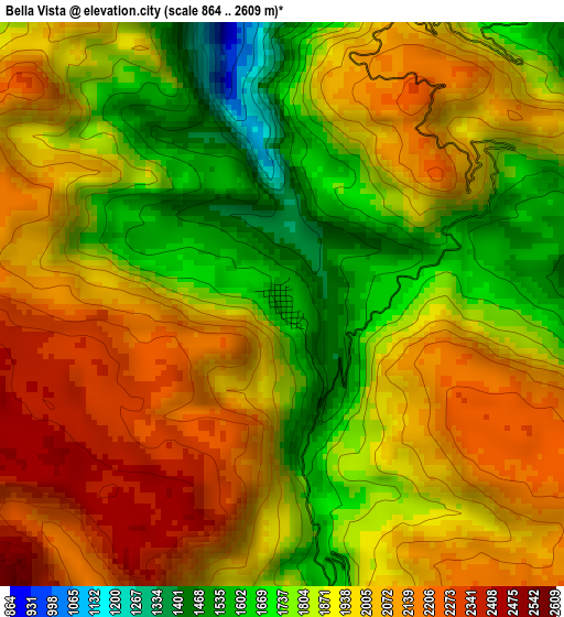 Bella Vista elevation map