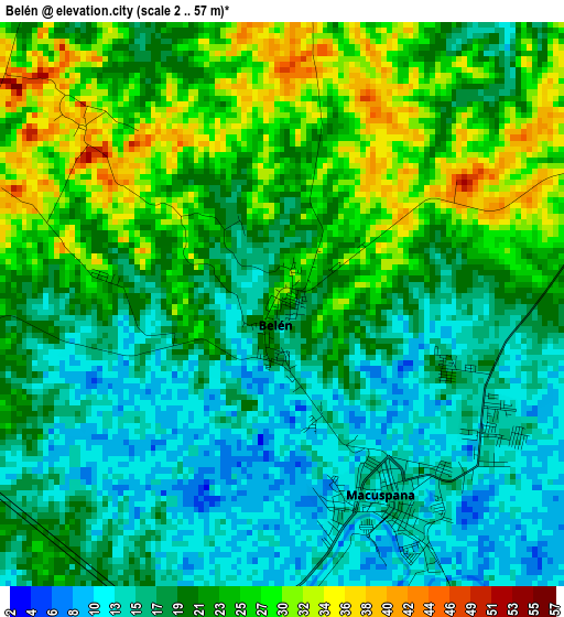 Belén elevation map