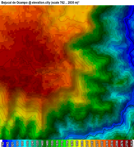 Bejucal de Ocampo elevation map