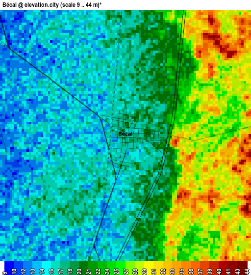 Bécal elevation map