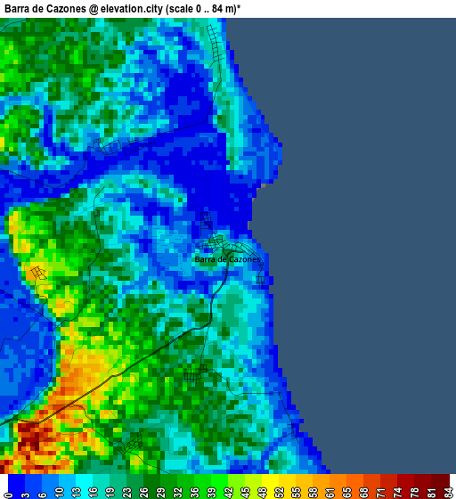 Barra de Cazones elevation map