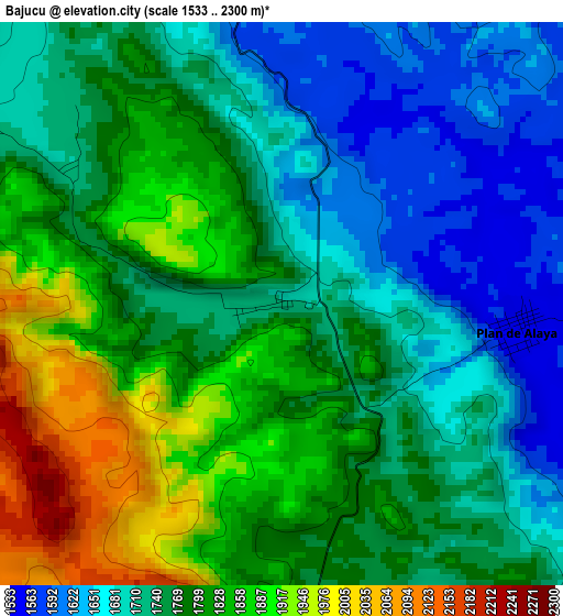 Bajucu elevation map