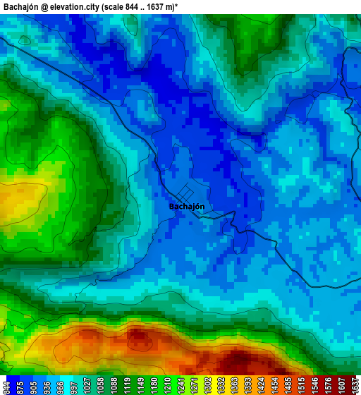 Bachajón elevation map