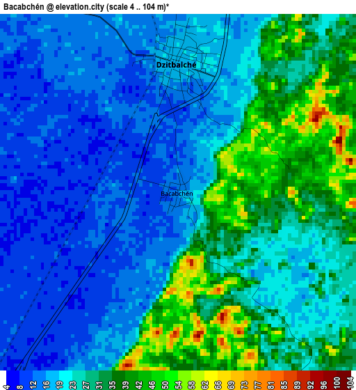 Bacabchén elevation map