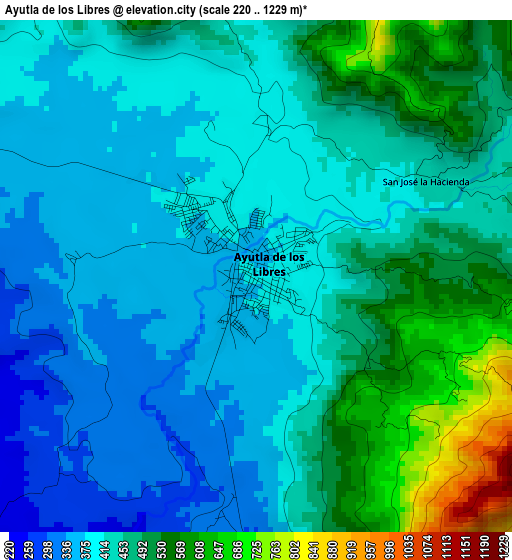 Ayutla de los Libres elevation map