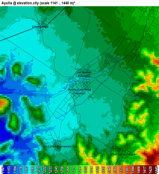 Ayutla elevation map