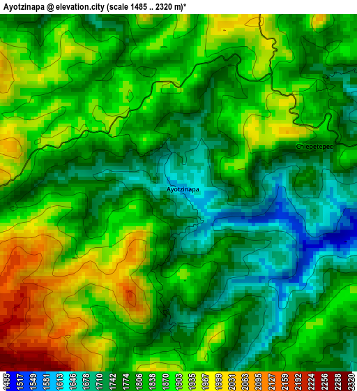 Ayotzinapa elevation map