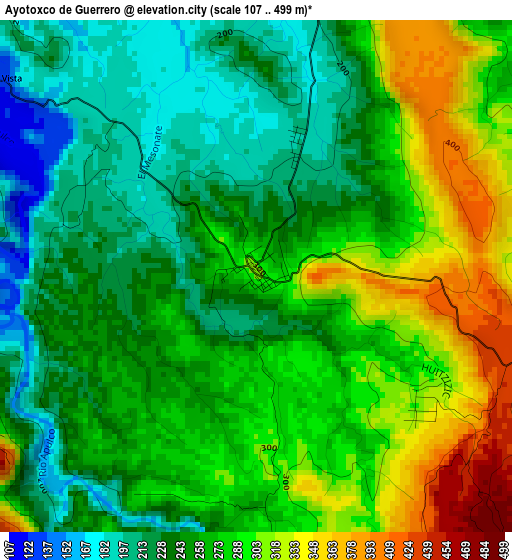 Ayotoxco de Guerrero elevation map