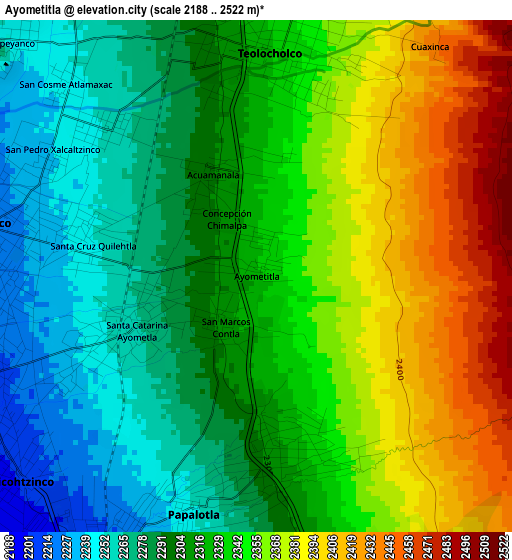 Ayometitla elevation map