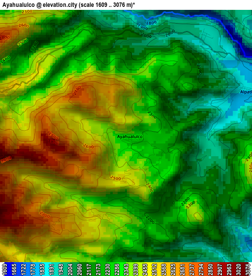 Ayahualulco elevation map