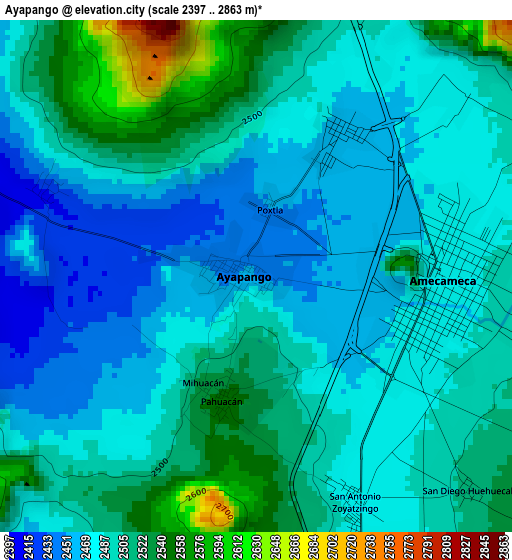 Ayapango elevation map