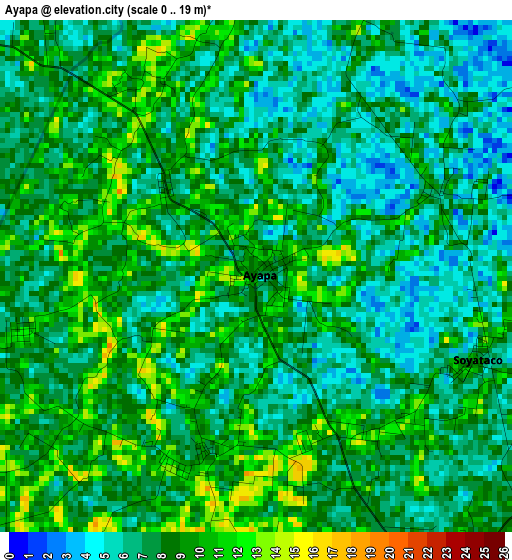 Ayapa elevation map