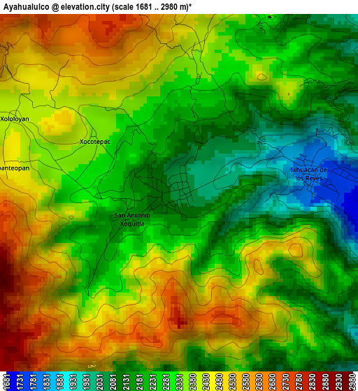 Ayahualulco elevation map