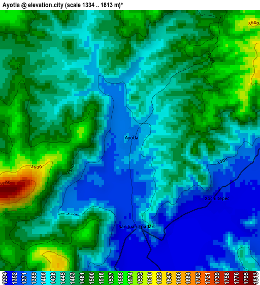 Ayotla elevation map