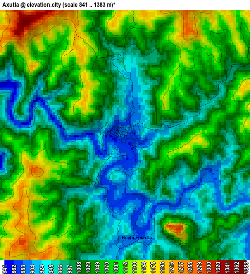 Axutla elevation map