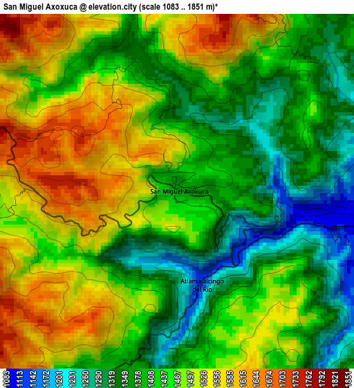 San Miguel Axoxuca elevation map