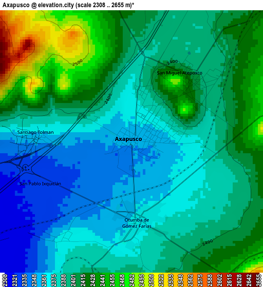 Axapusco elevation map