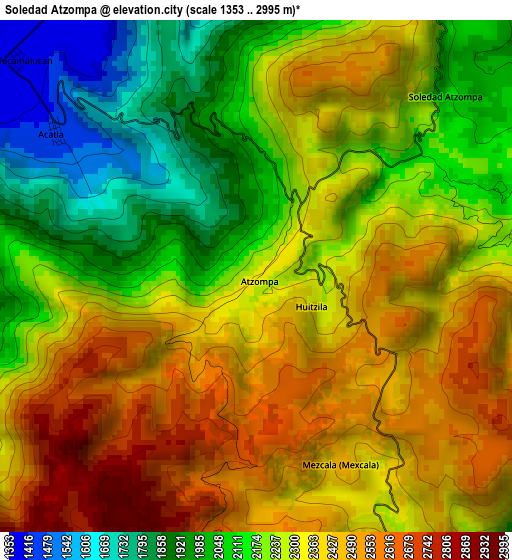 Soledad Atzompa elevation map