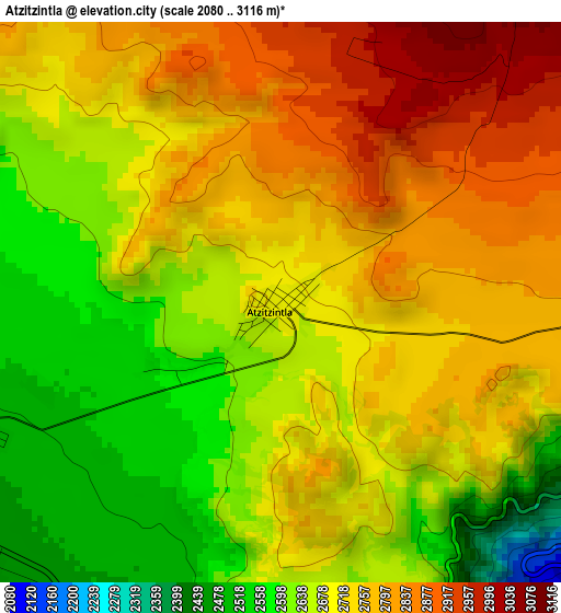 Atzitzintla elevation map