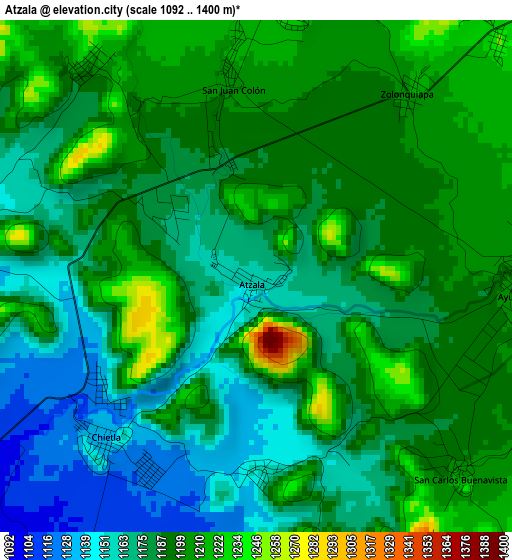 Atzala elevation map