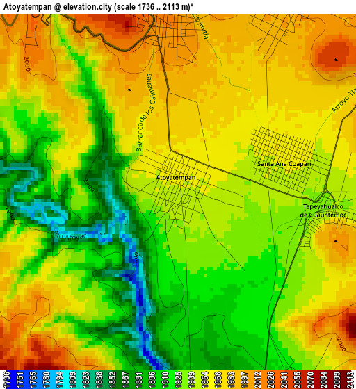 Atoyatempan elevation map