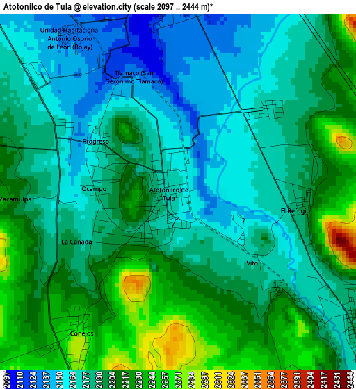 Atotonilco de Tula elevation map