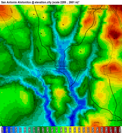 San Antonio Atotonilco elevation map