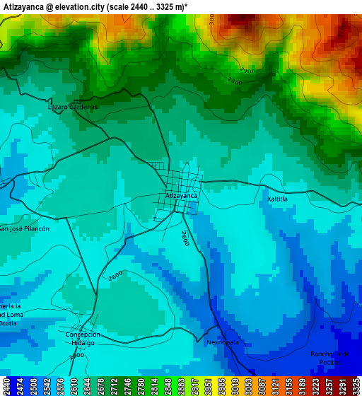 Atlzayanca elevation map