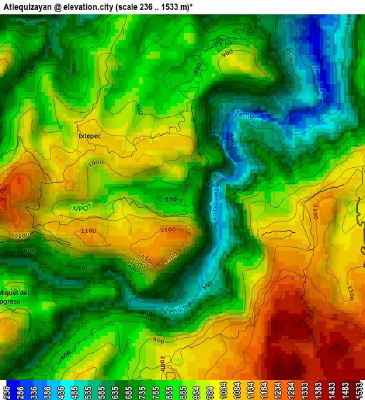 Atlequizayan elevation map