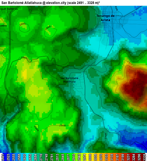 San Bartolomé Atlatlahuca elevation map