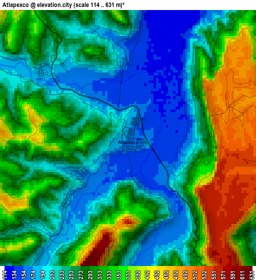 Atlapexco elevation map