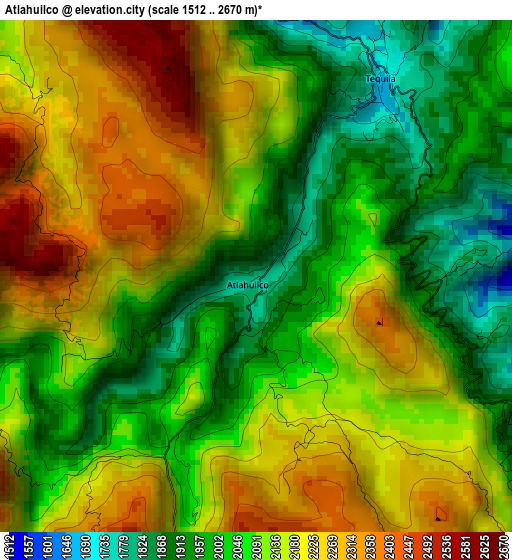 Atlahuilco elevation map