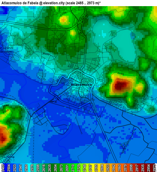 Atlacomulco de Fabela elevation map