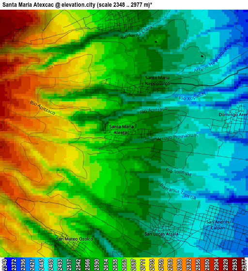 Santa María Atexcac elevation map