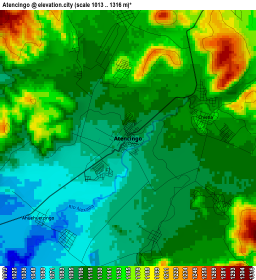 Atencingo elevation map